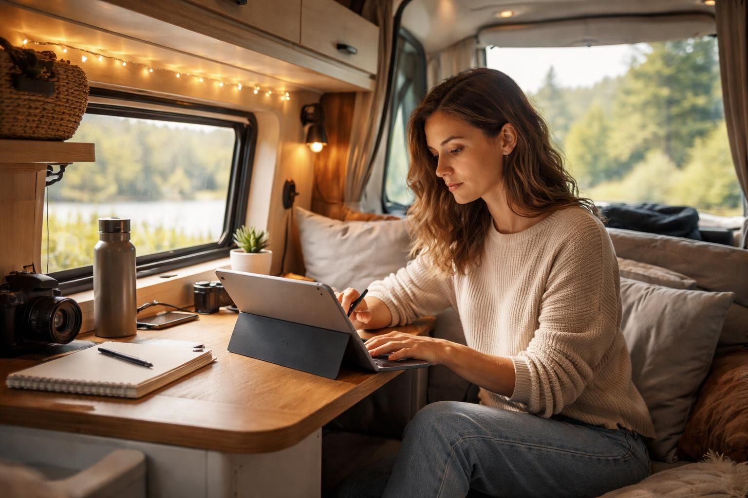 découvrez comment allier vanlife et travail nomade avec une tablette tactile microsoft. astuces et setup pour rester productif entre deux étapes de votre voyage.