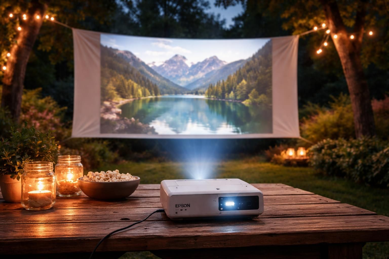 découvrez le combo gagnant pour vos projections en extérieur avec le mini vidéoprojecteur epson et sa toile dédiée, pour une expérience cinéma partout et à tout moment.