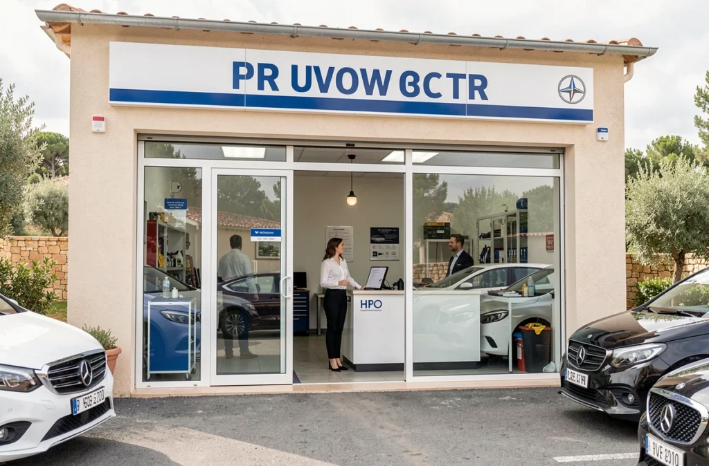 Façade moderne de la Carrosserie Bel'Ange dans le Var avec accueil client professionnel