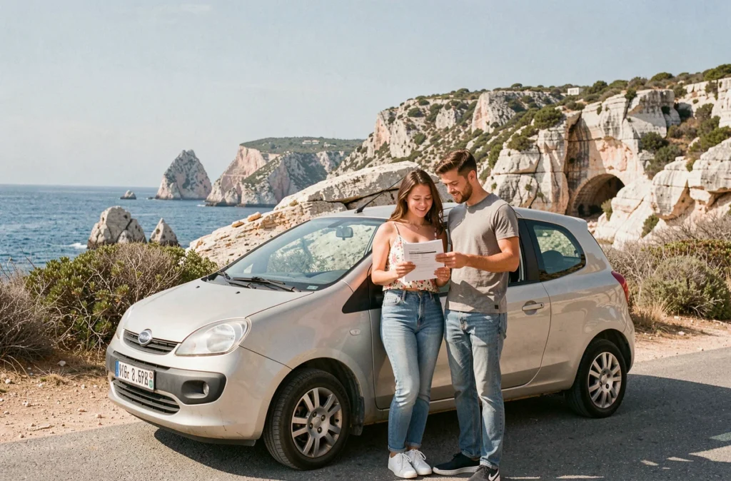 Couple examinant un devis d'assurance auto près des Calanques de Marseille